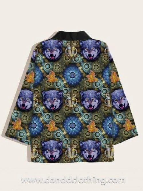 African Kimono Wolf Print