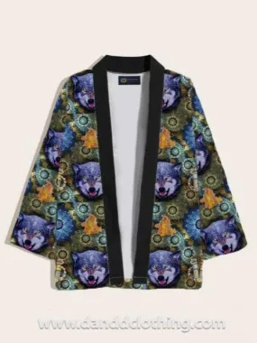 African Kimono Wolf Print