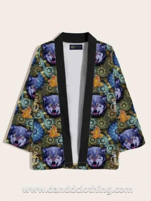 African Kimono Wolf Print