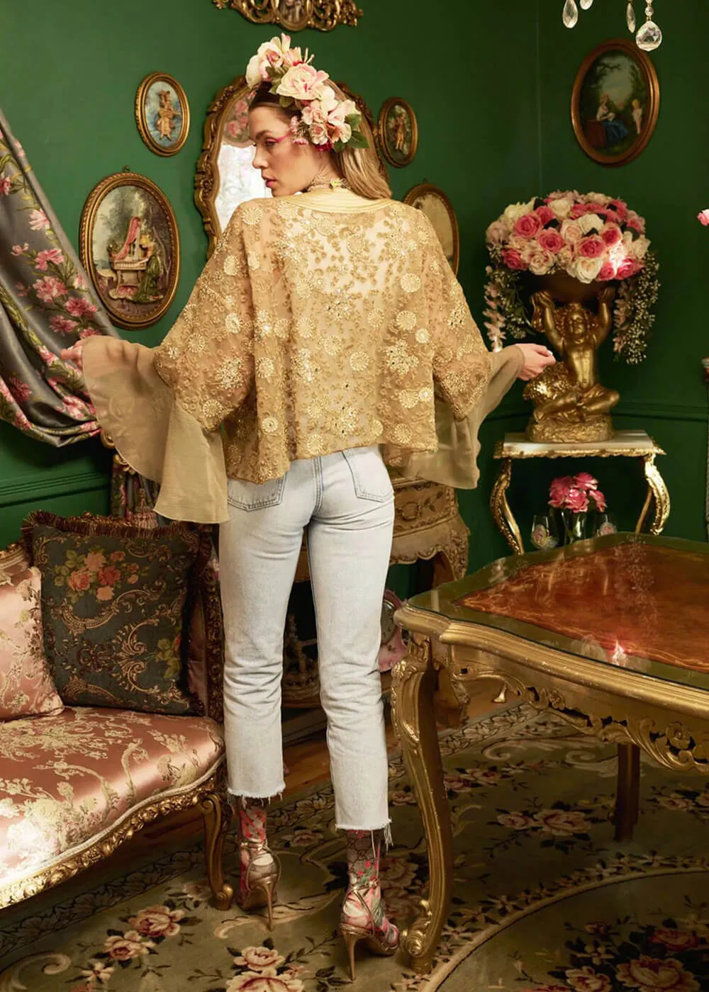 Aratta Victorian Lace Kimono Champagne