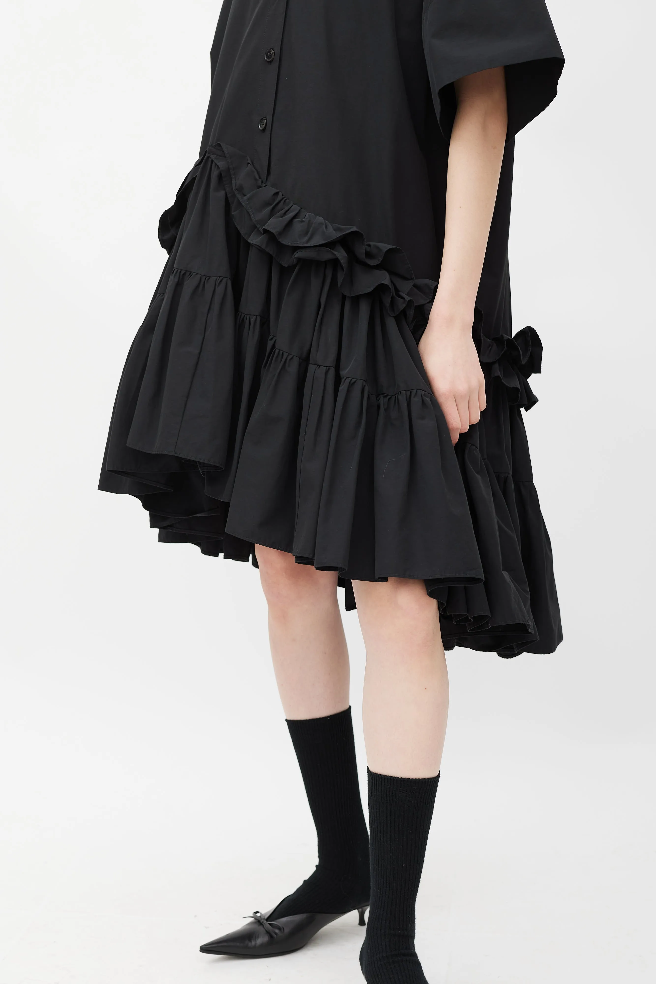Black Asymmetrical Ruffled Dress