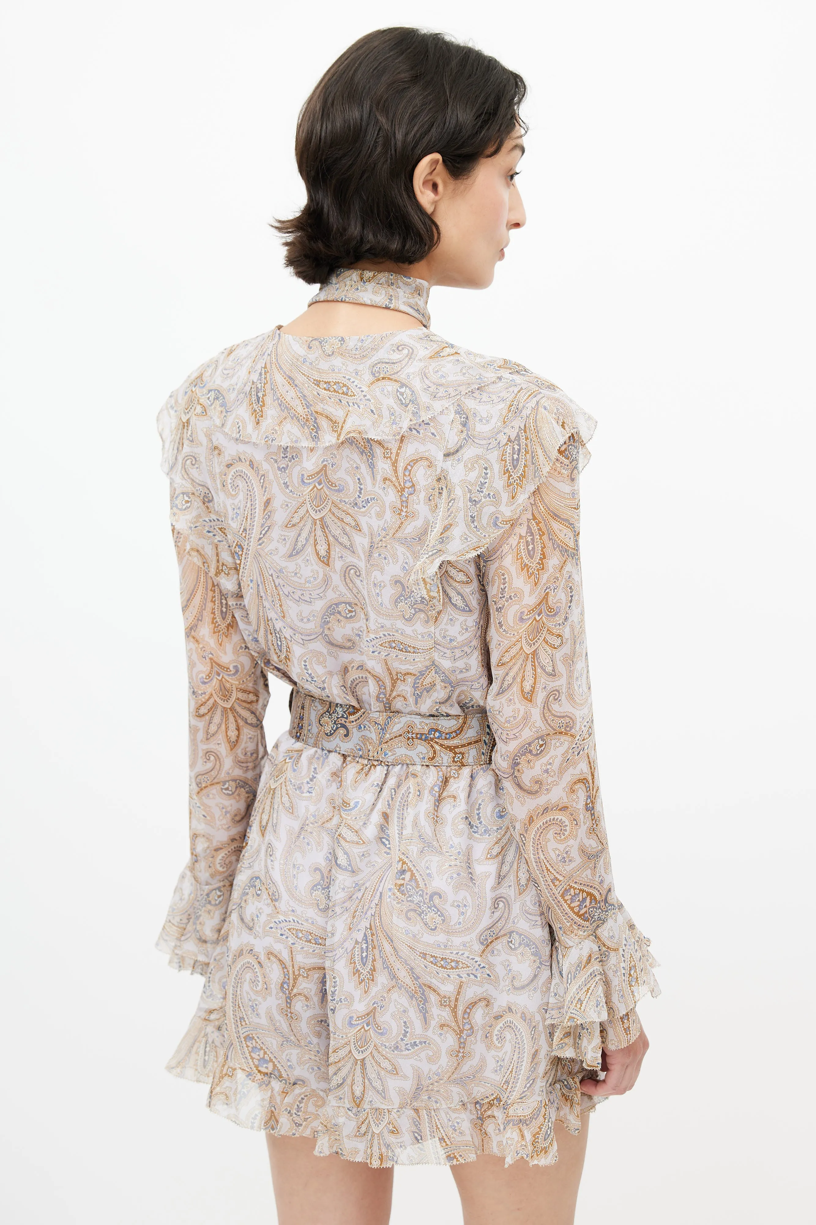 Blue & Multicolour Paisley Luminous Ruffled Romper