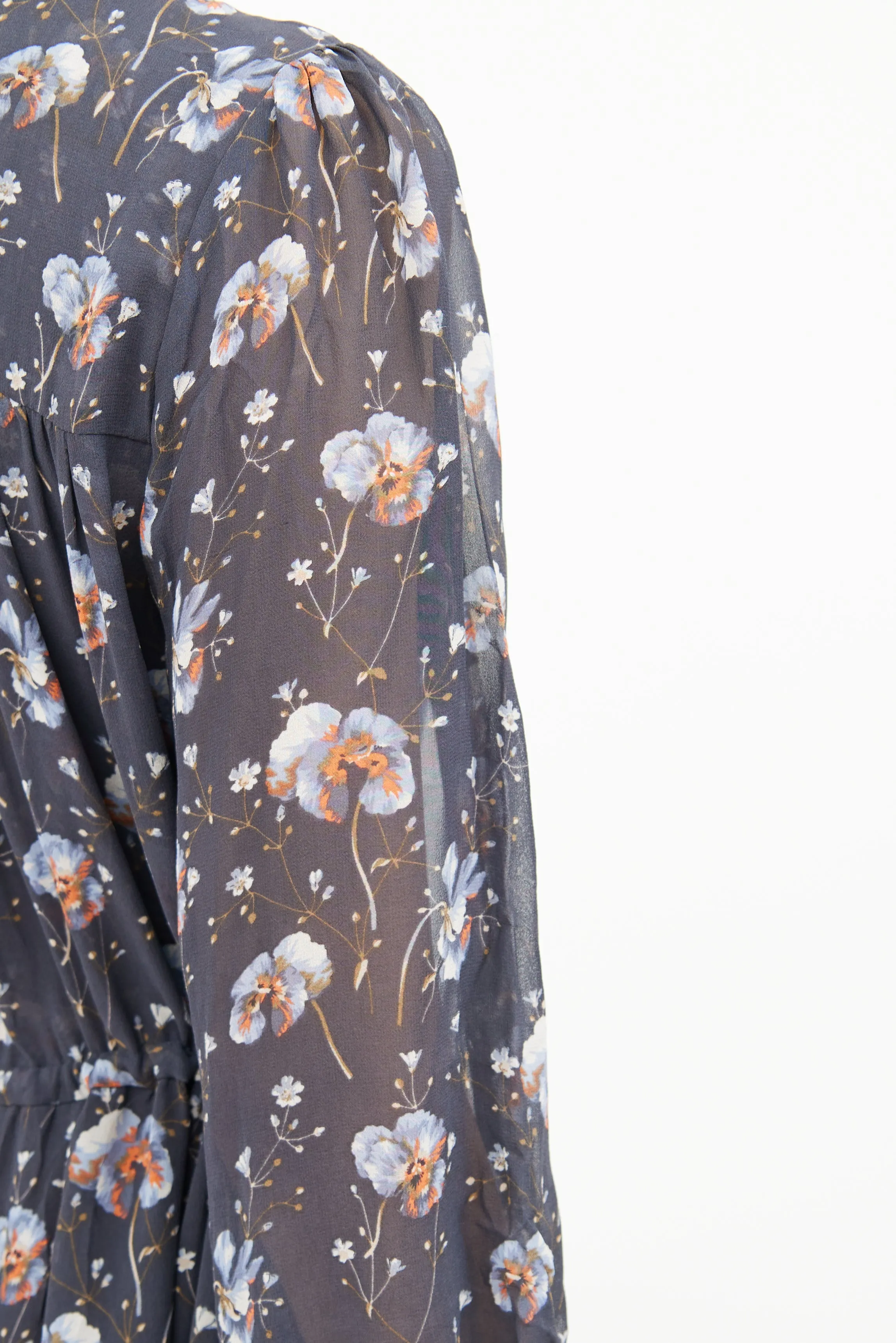 Blue & Orange Floral Silk Dress