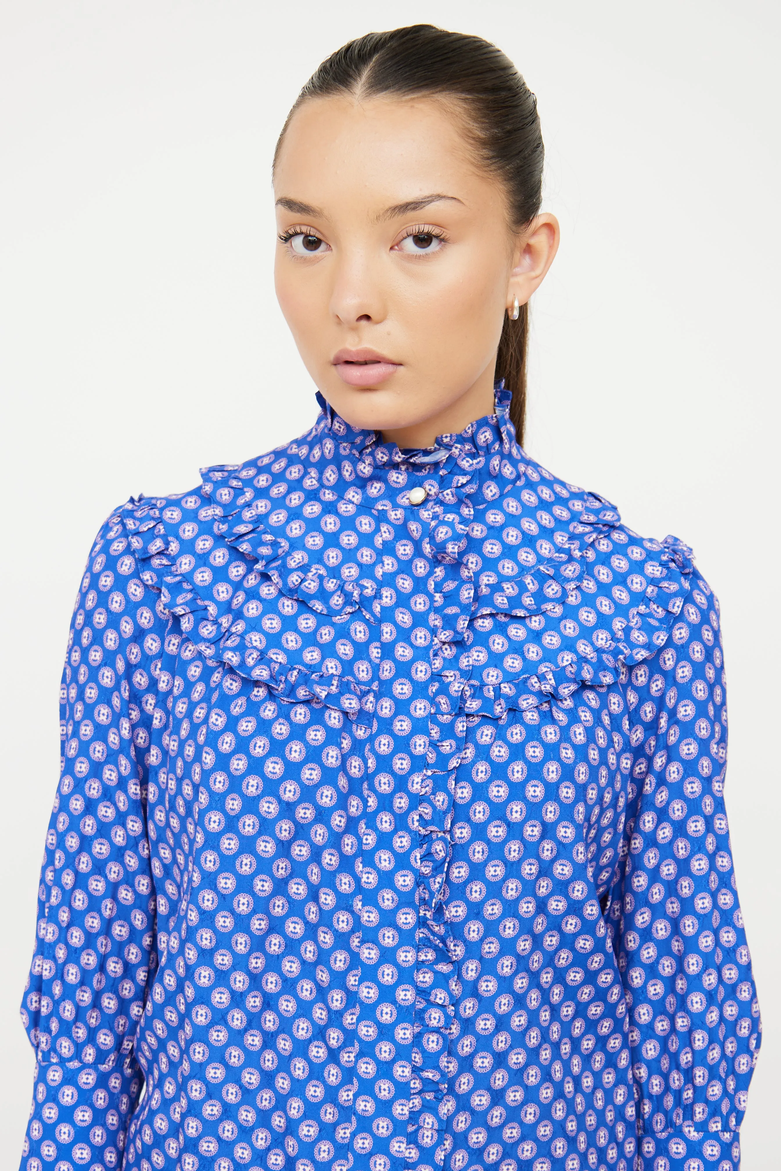 Blue Ruffle Pattern Dress