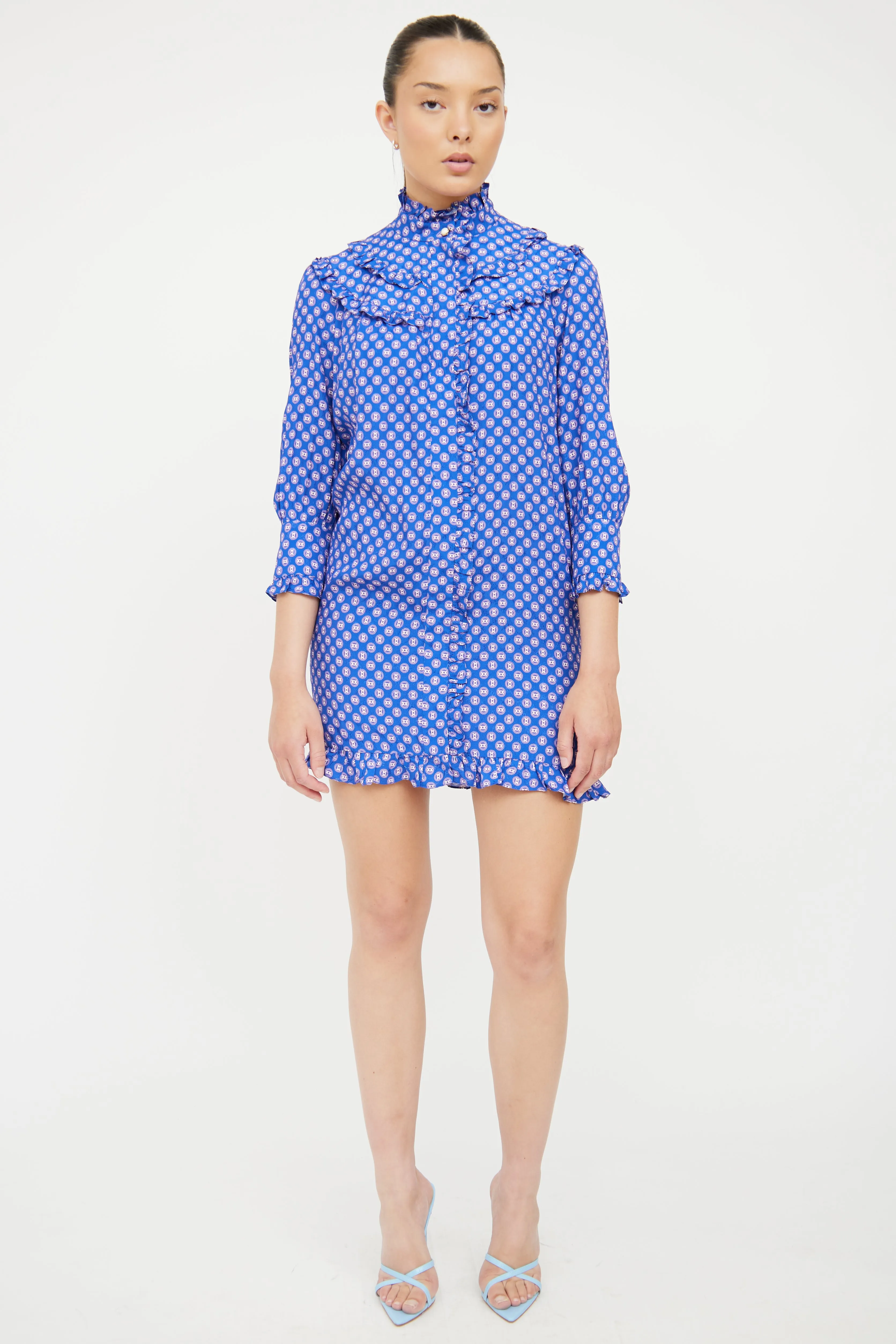Blue Ruffle Pattern Dress