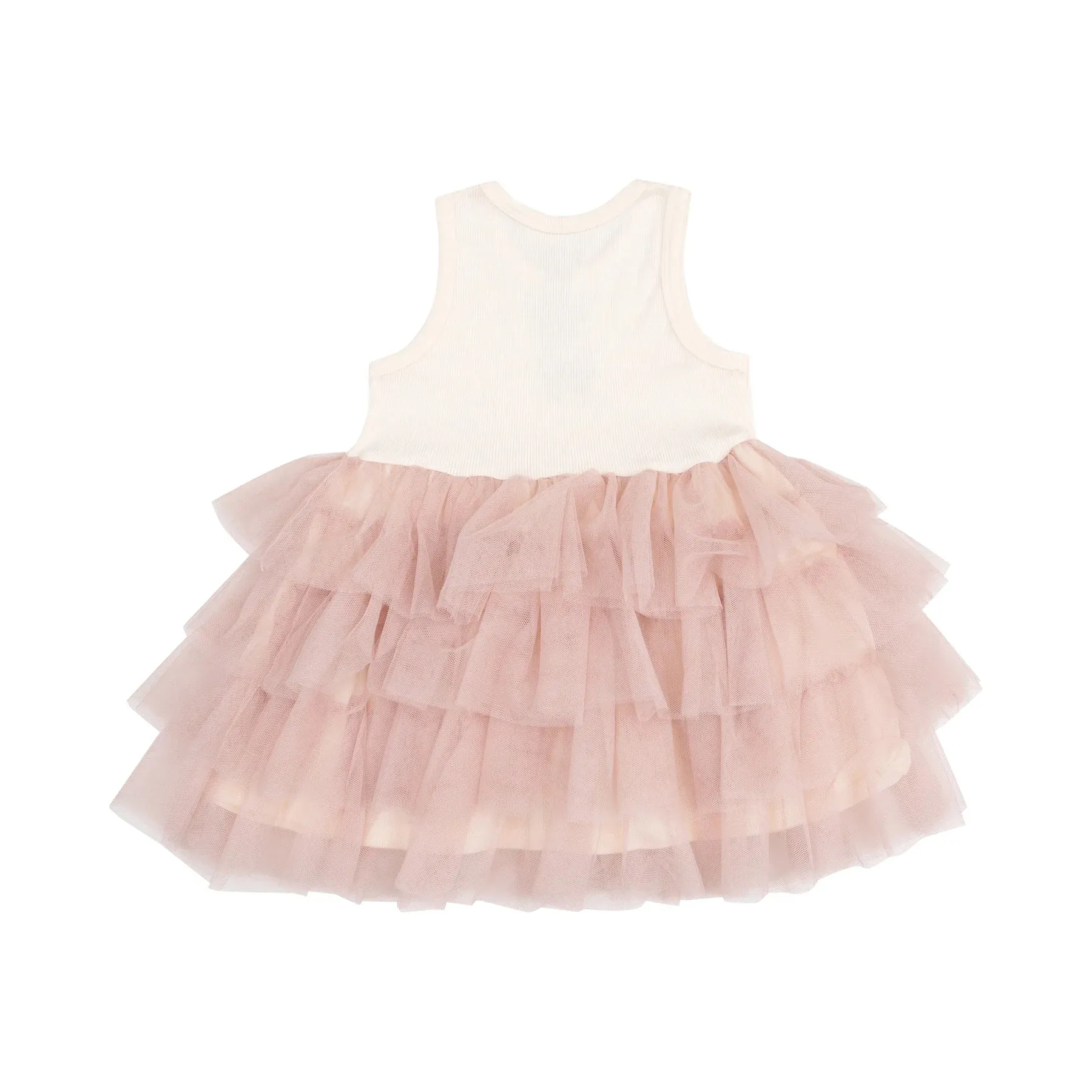 Bows Ribbed Modal Layered Tulle Dress