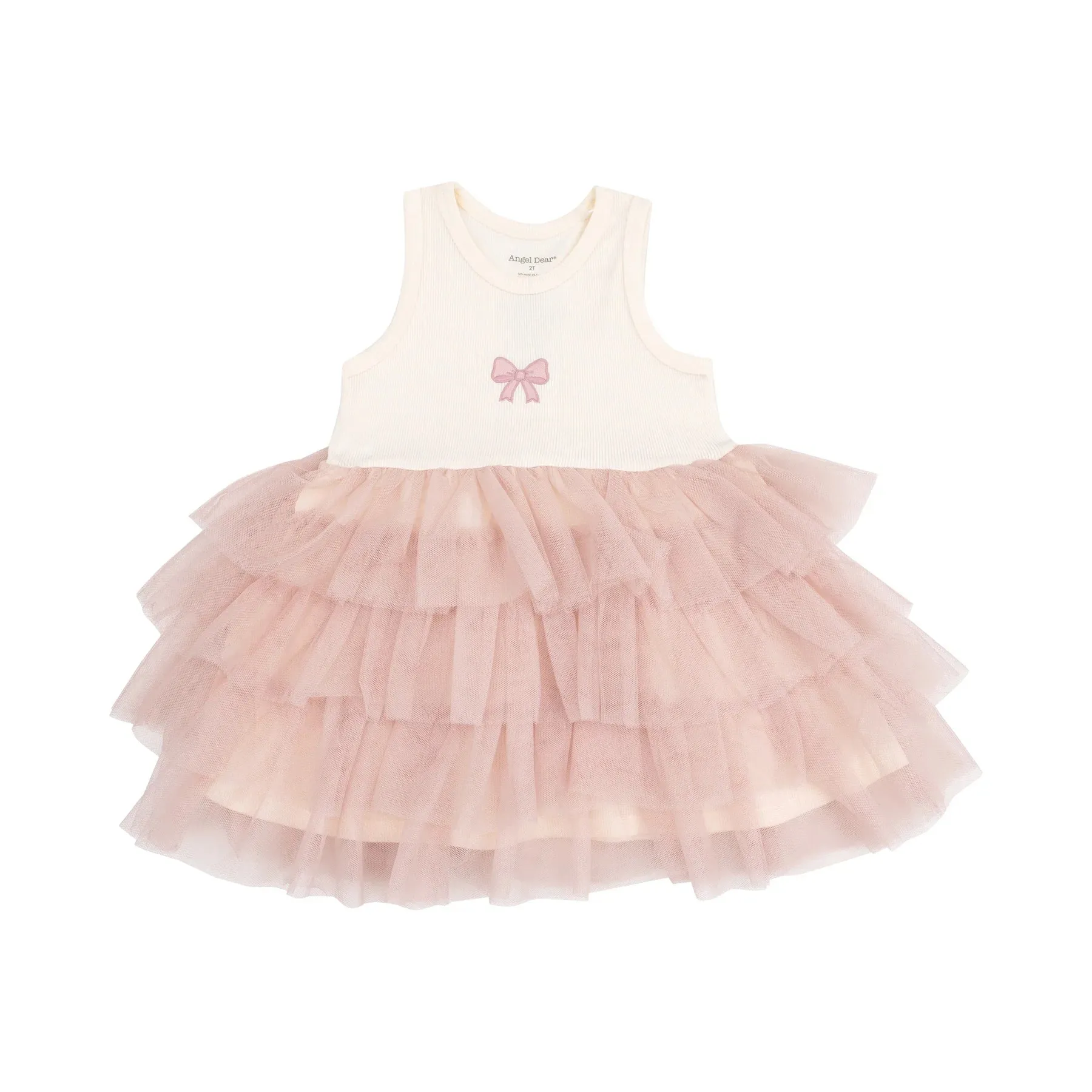 Bows Ribbed Modal Layered Tulle Dress