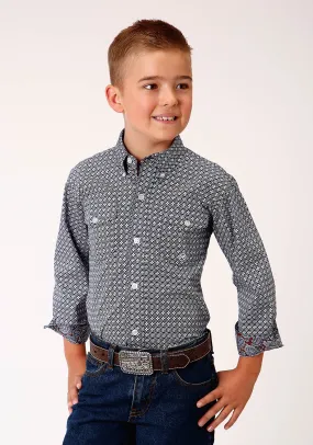 BOYS LONG SLEEVE BUTTON BELL FOULARD WESTERN SHIRT
