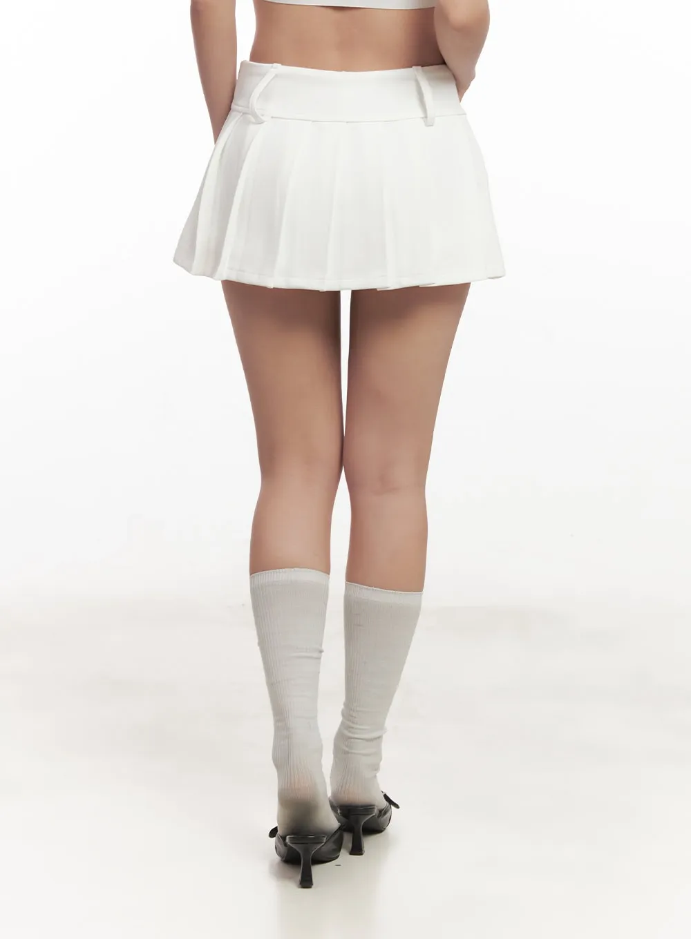 Buttoned Pleated Mini Skirt CA518