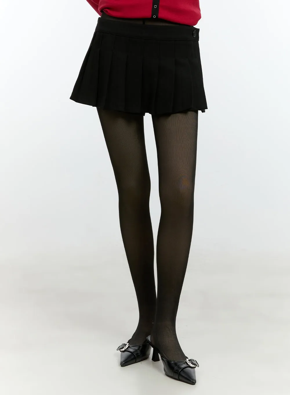 Buttoned Pleated Mini Skirt CF507