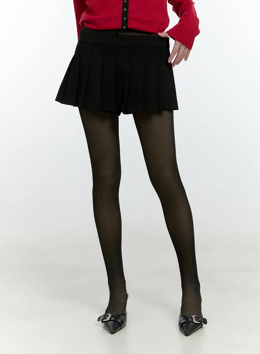 Buttoned Pleated Mini Skirt CF507