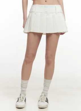 Buttoned Pleated Mini Skirt CF514