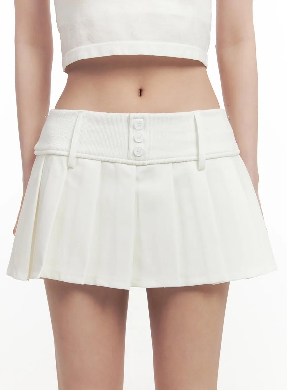 Buttoned Pleated Mini Skirt CF514