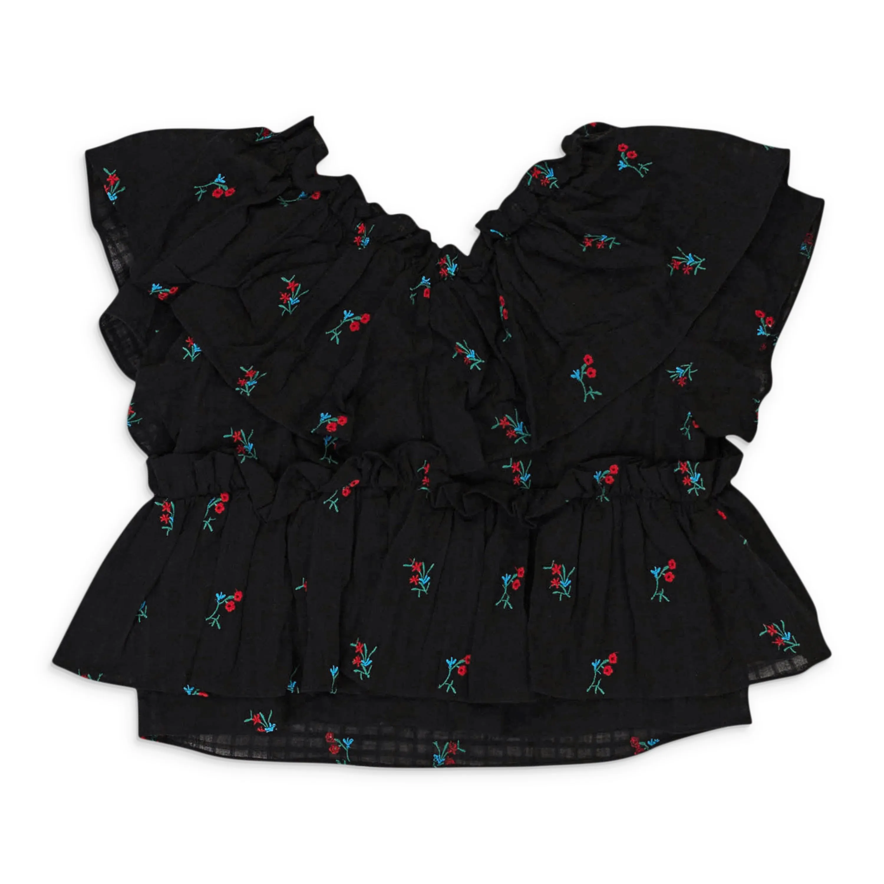 CALLIPYGIAN RUFFLE BLACK BLOUSE