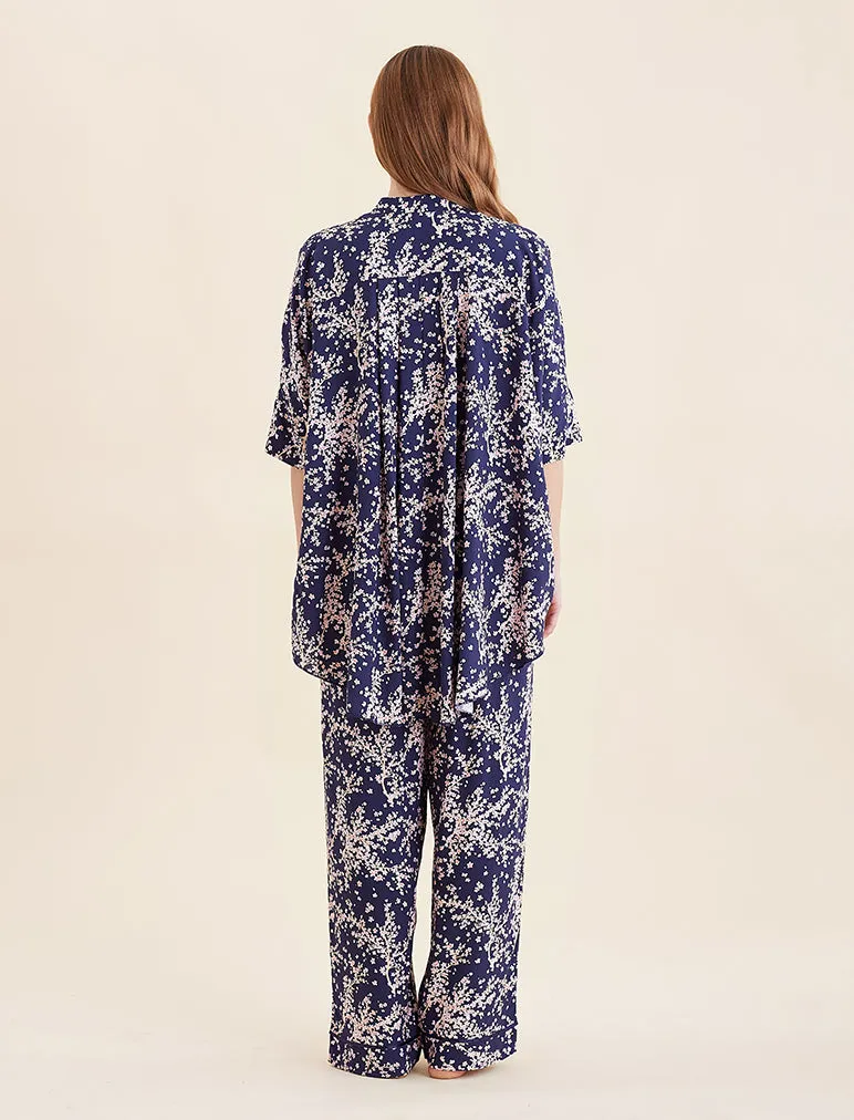 Cheri Blossom Short Sleeve Full Length PJ Set
