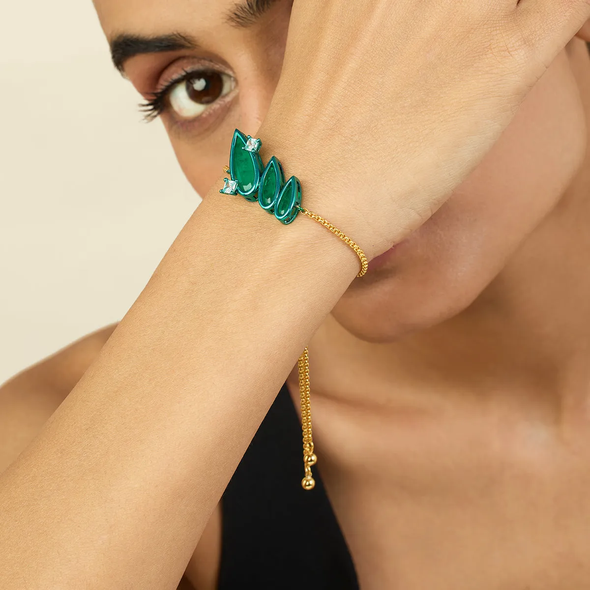 Emerald Flame Bolo Bracelet