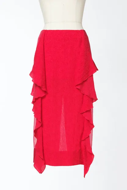 FETICO Botanical Jacquard Ruffle Skirt