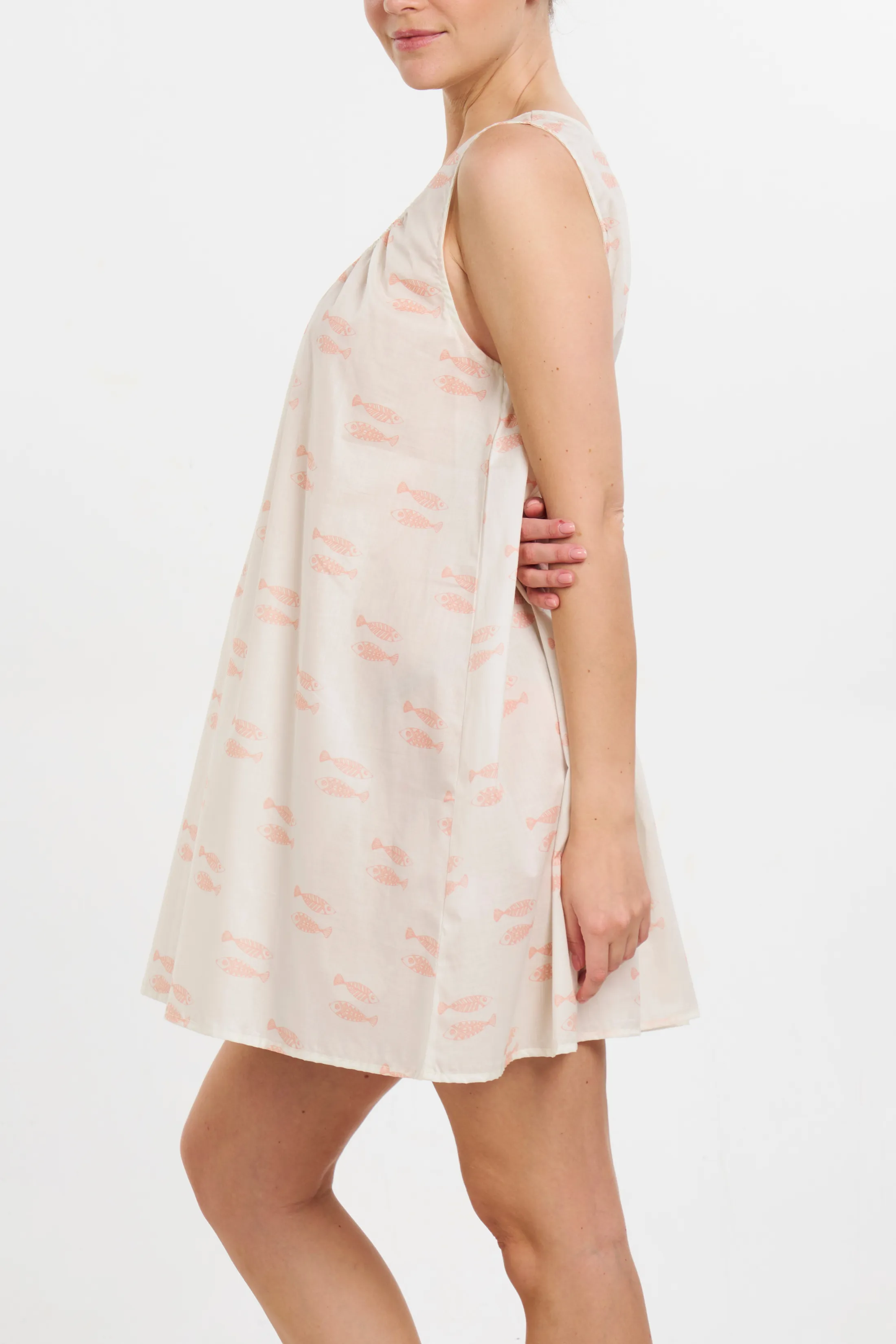 Fish Print Sleeveless Cotton Nightie