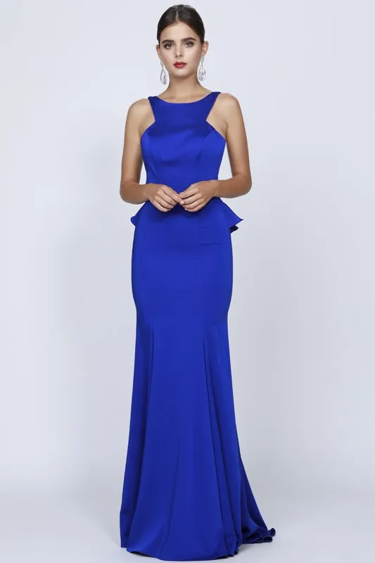 Fitted Sleeveless Gown with Ruffled Back by Juliet 645