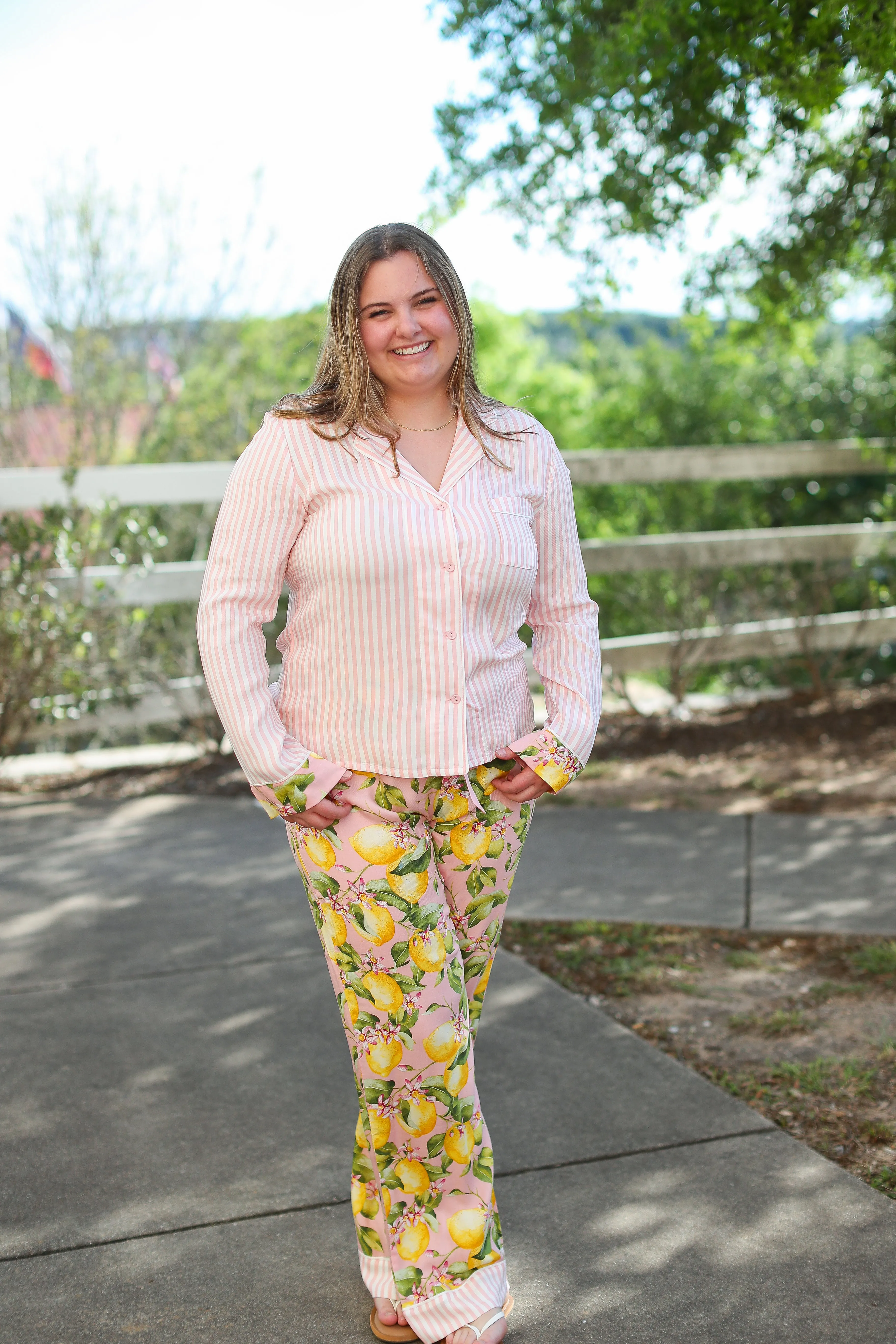 In Full Bloom Striped Pajama Top