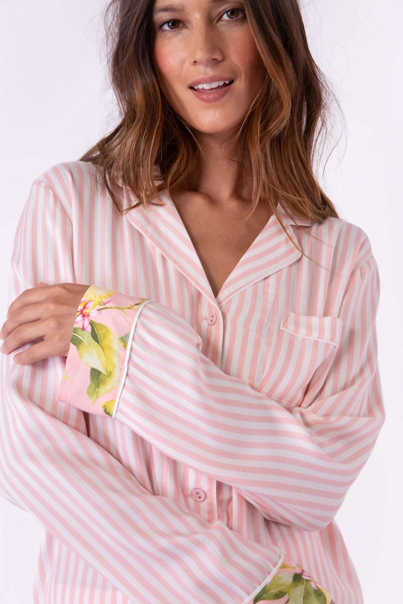In Full Bloom Striped Pajama Top