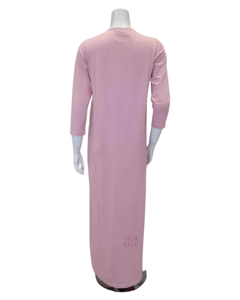 Iora Lingerie Pink Lace Detail Button Down 100% Organic Cotton Nightgown