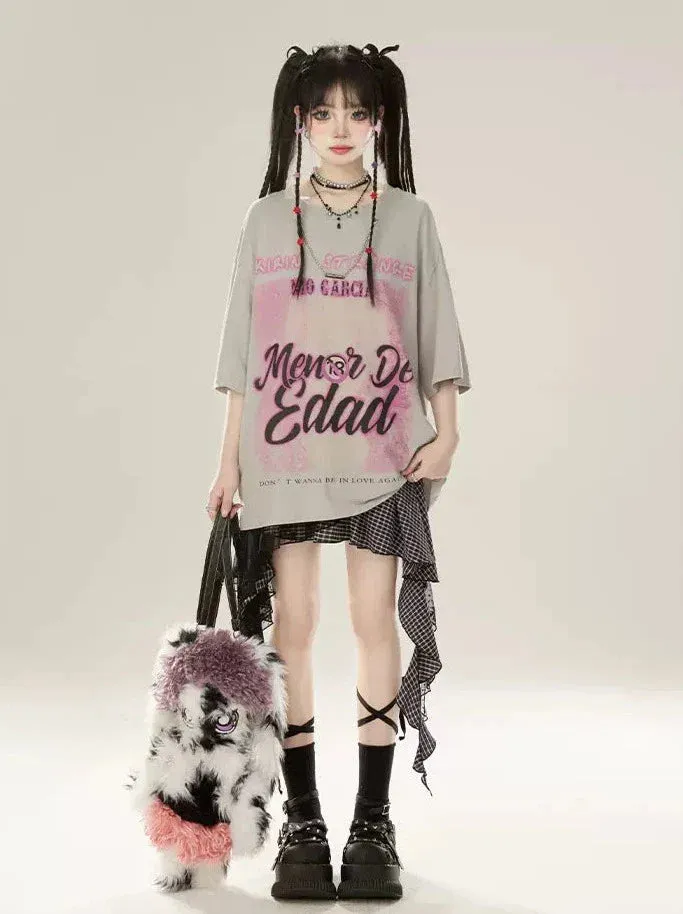 Irregular Lace Check Skirt Ruffle Mesh