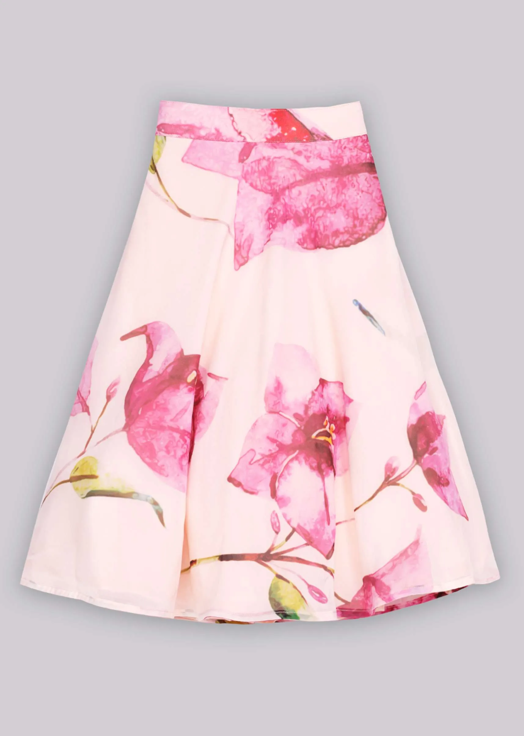 Kalki Girls Magenta ruffle top with peach floral printed lehenga
