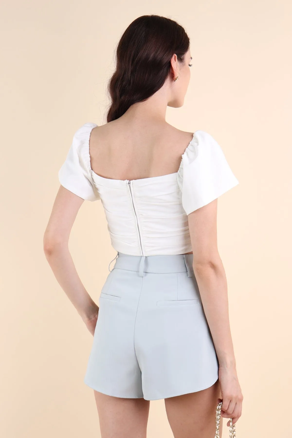 LUCERNE PLEATED SHORTS IN MINT SKY