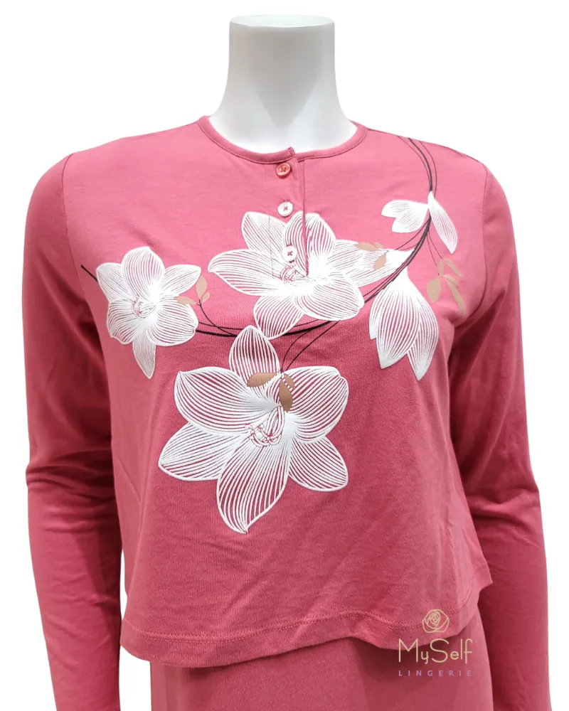 Lunderbeck Lily Print Rose Cotton Blend Nursing Nightgown