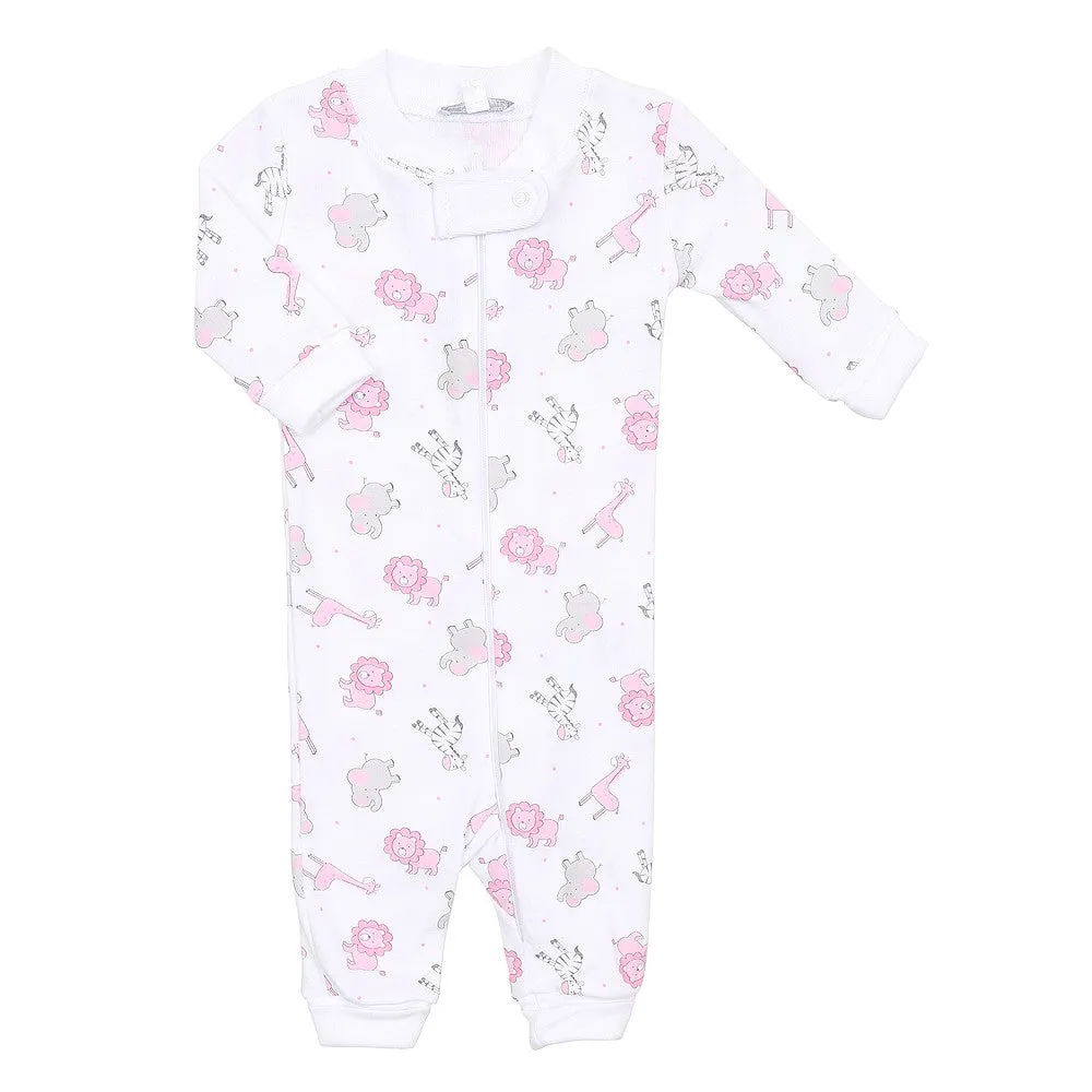 Magnolia Baby Girls Safari Animals Zipped Pajamas - Pink