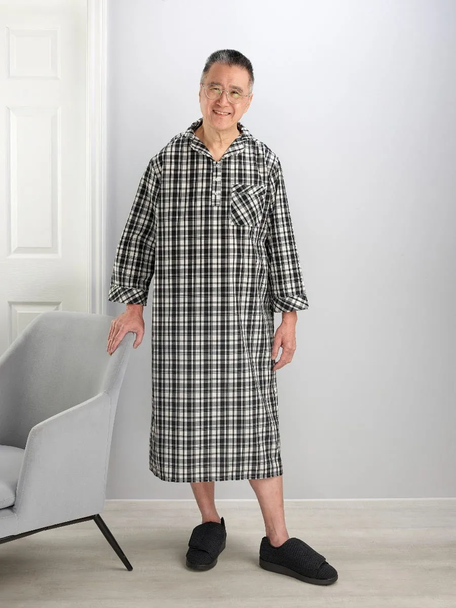 Men's Open Back Collared Nightgown