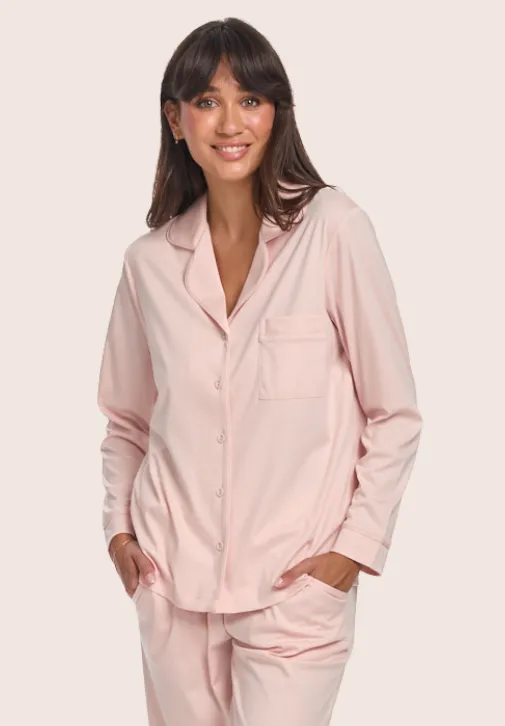 New Supima Cotton Piped PJ Top Rosewater