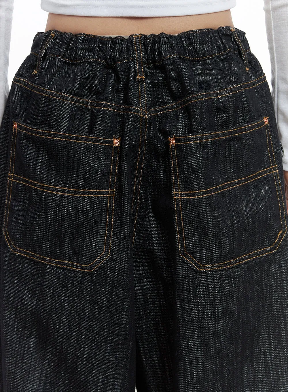 Nixie Casual String-Tie Waist Baggy Jeans CS430
