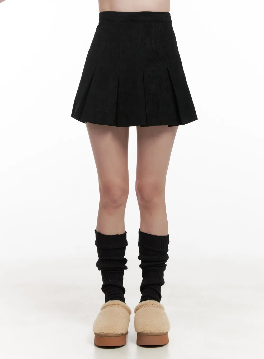 Pleated Corduroy Mini Skirt OD403