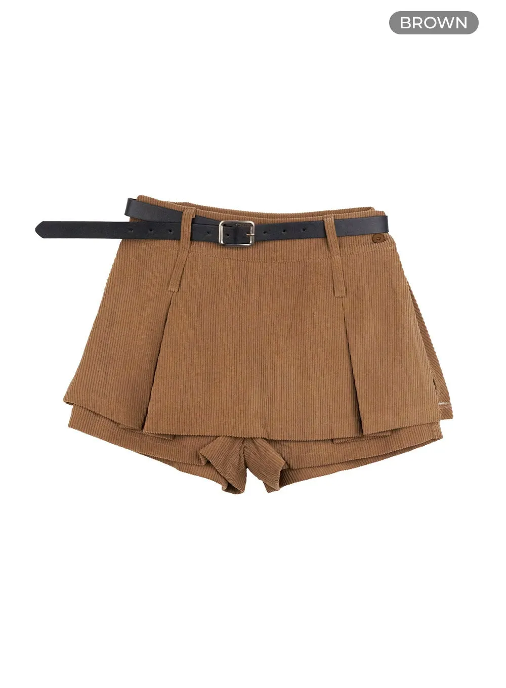 Pleated Corduroy Mini Skirt OO407
