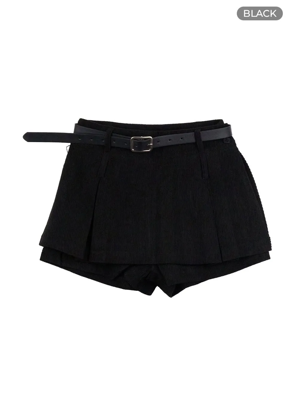 Pleated Corduroy Mini Skirt OO407