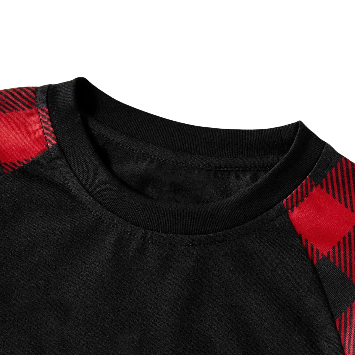 "2024 Family Christmas" Text and Santa Hat Print Black & Red Plaid Family Matching Pajamas