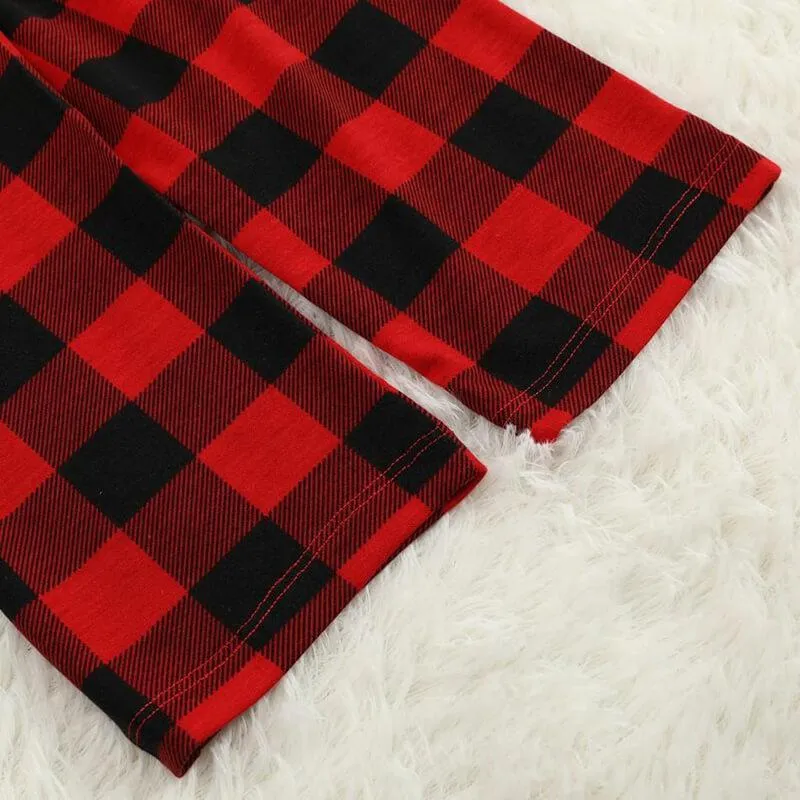 "2024 Family Christmas" Text and Santa Hat Print Black & Red Plaid Family Matching Pajamas