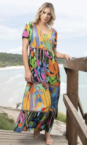Rayon Dress Layered Cap Sleeve Nicossia