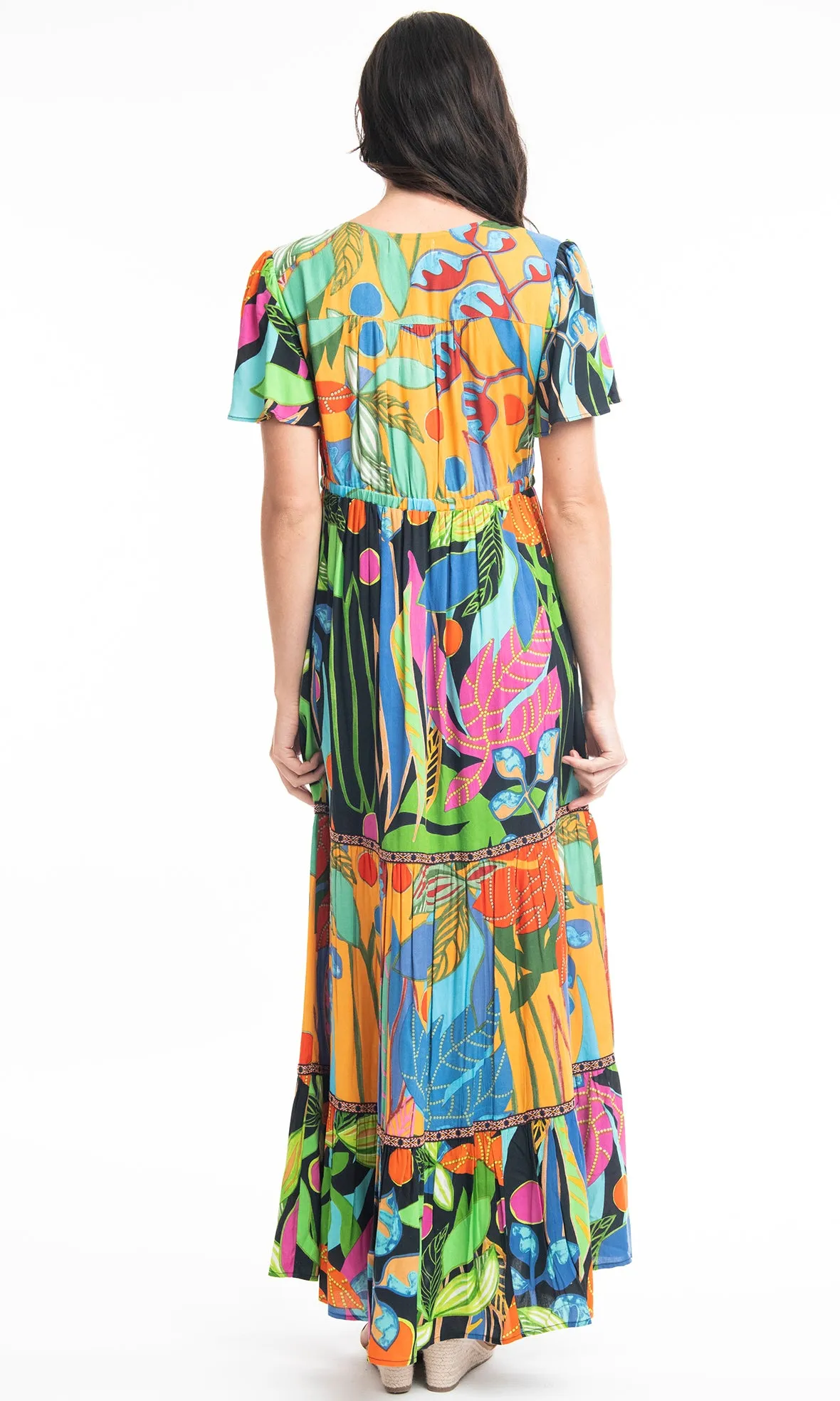 Rayon Dress Layered Cap Sleeve Nicossia
