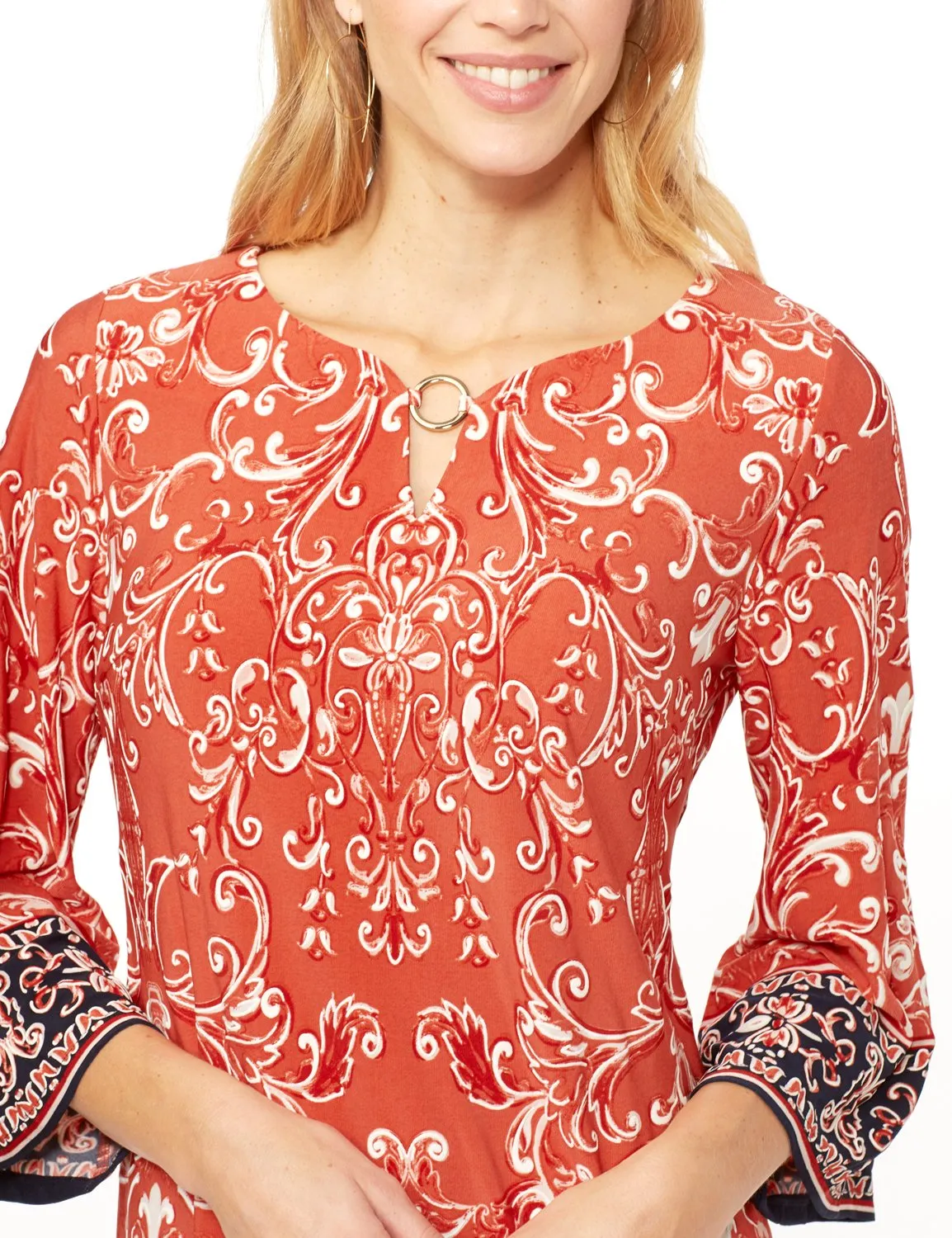 Scroll Puff ITY Border Print Dresss