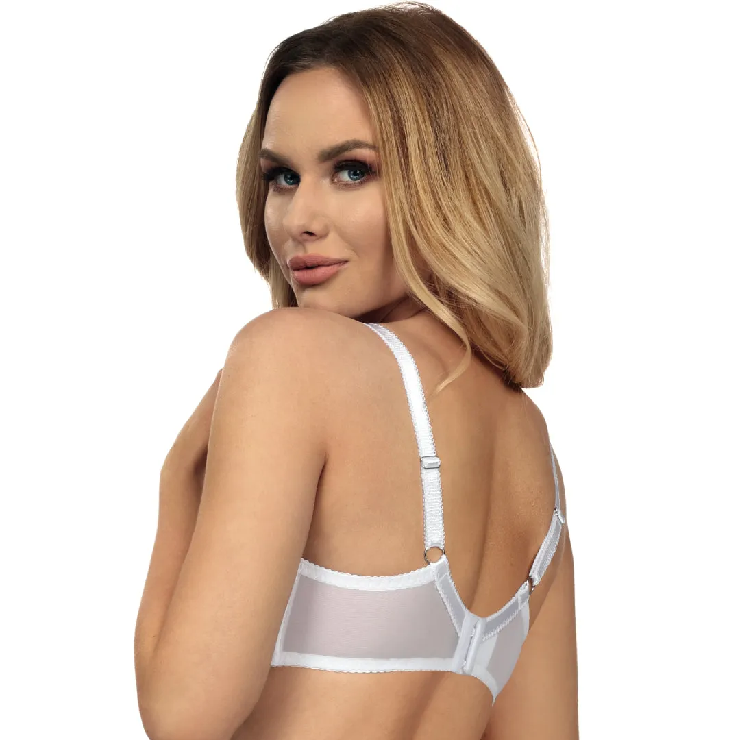 Sheer Lace Soft Cup Bra Coco White