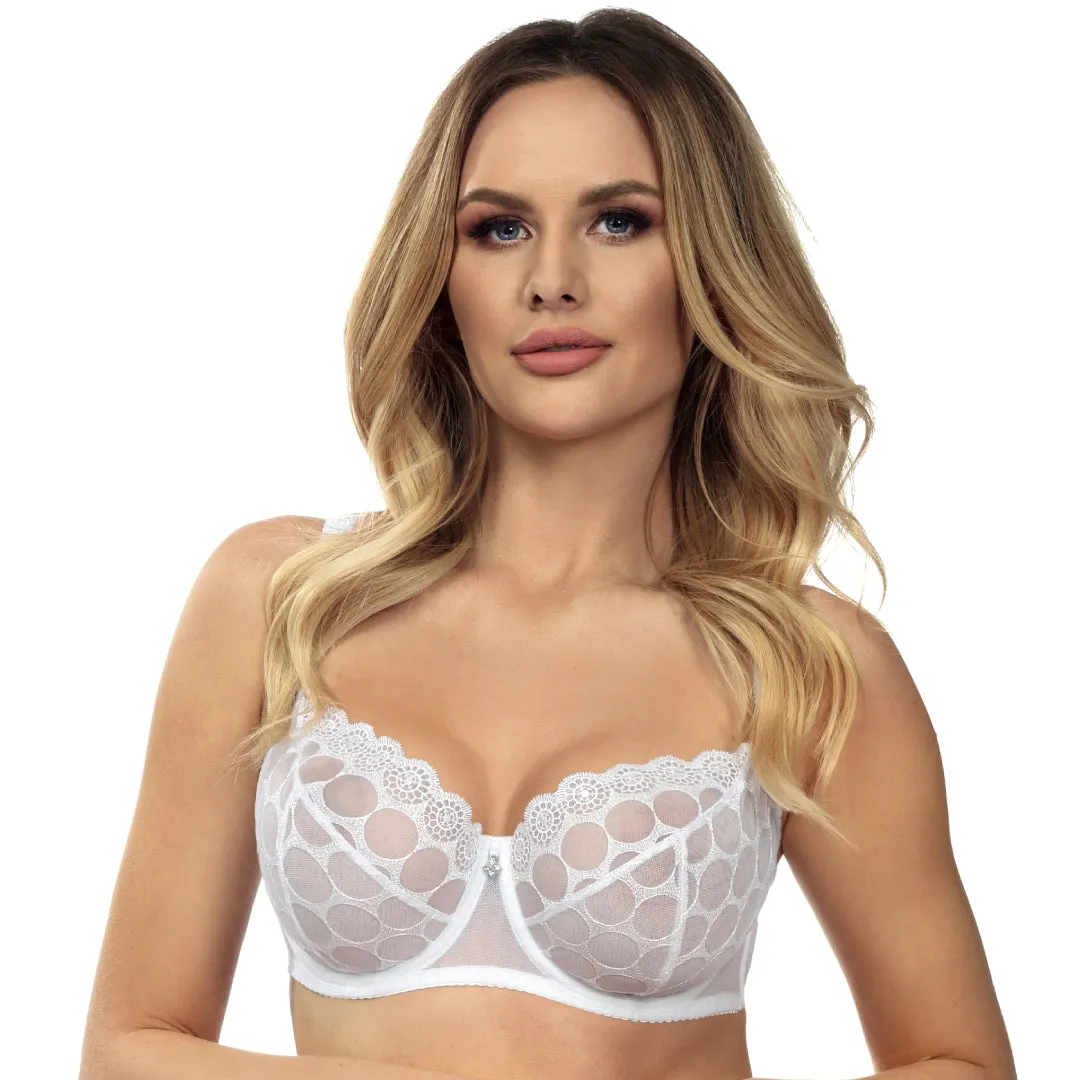Sheer Lace Soft Cup Bra Coco White