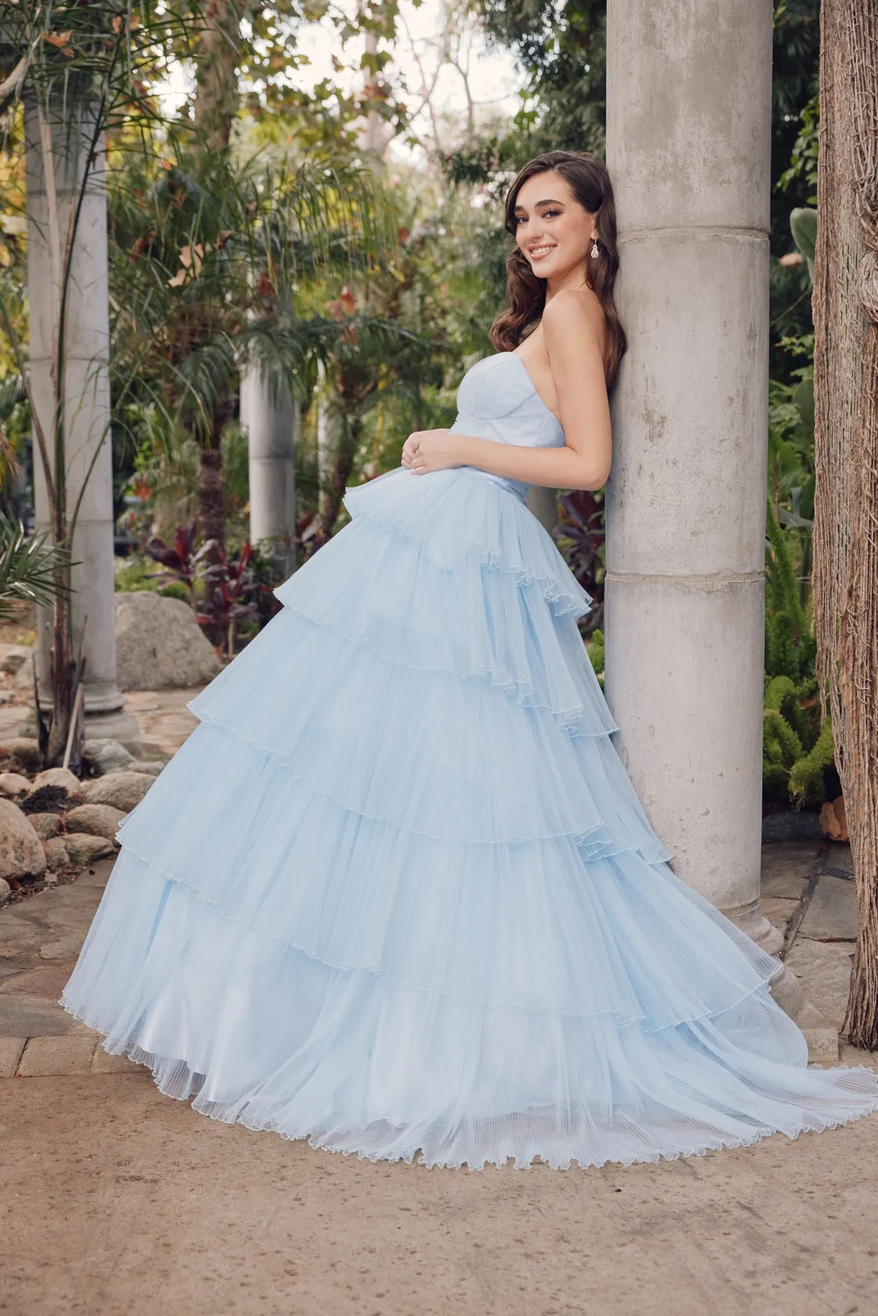 Strapless A-line Tiered Ruffled Gown by Juliet JT2452K