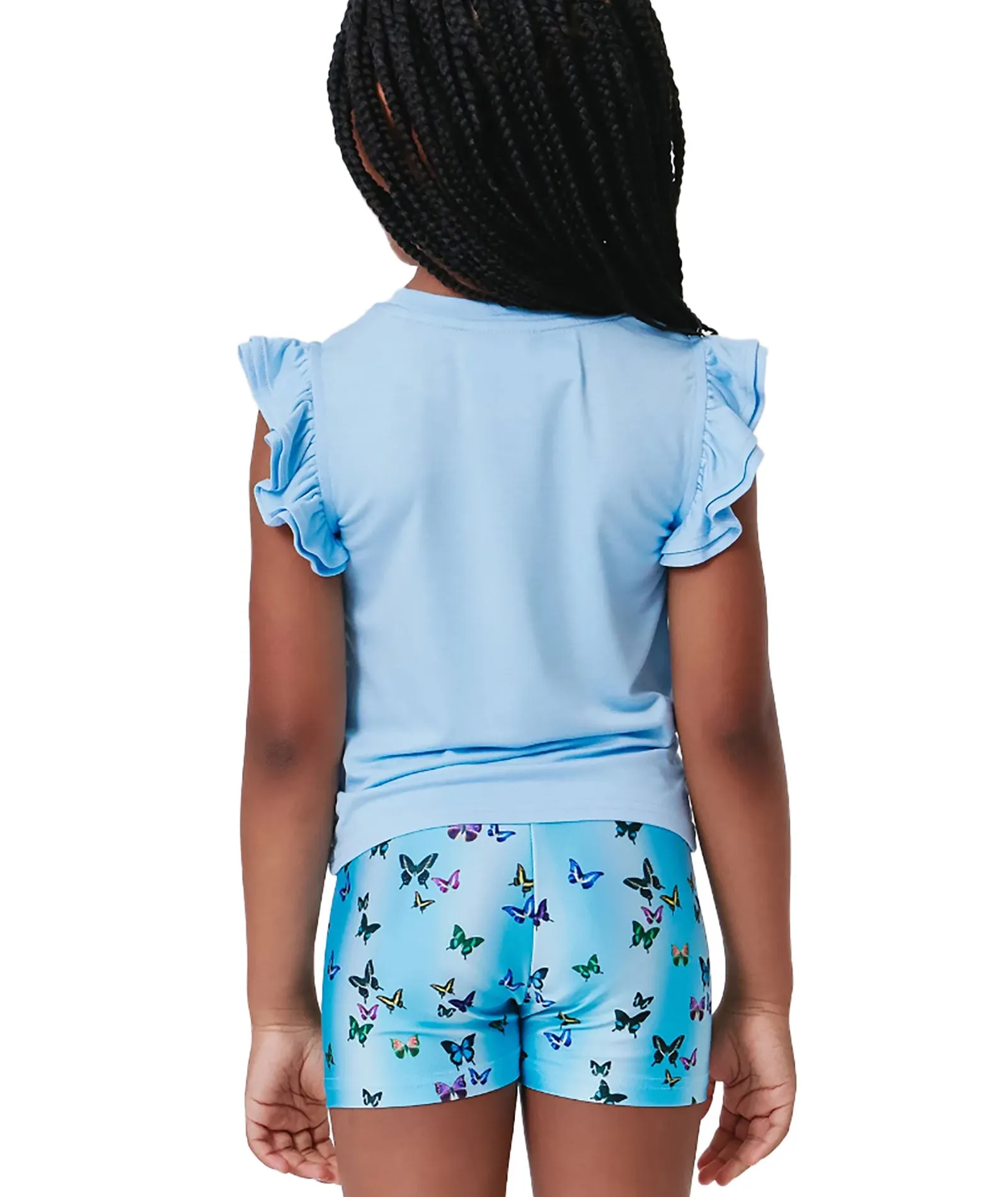 Terez Girls Ruffle Sleeve Crop Tee
