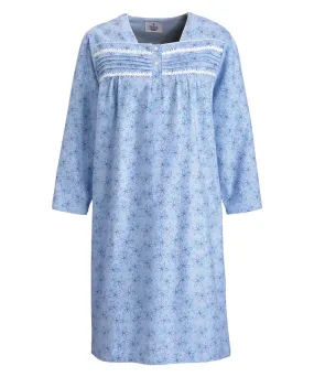 Women’s Open Back Adaptive 100% Cotton Flannel Hospital Gown With Snaps